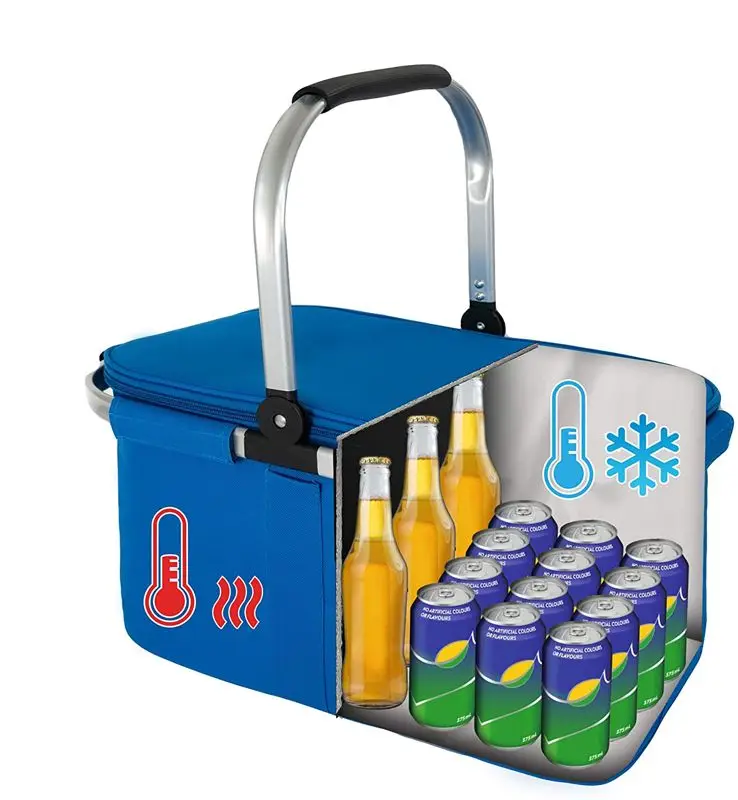 2022 New Hot Customized Folding Picnic Bag Insulated Cooler Basket Outdoor Camping Picnic Basket