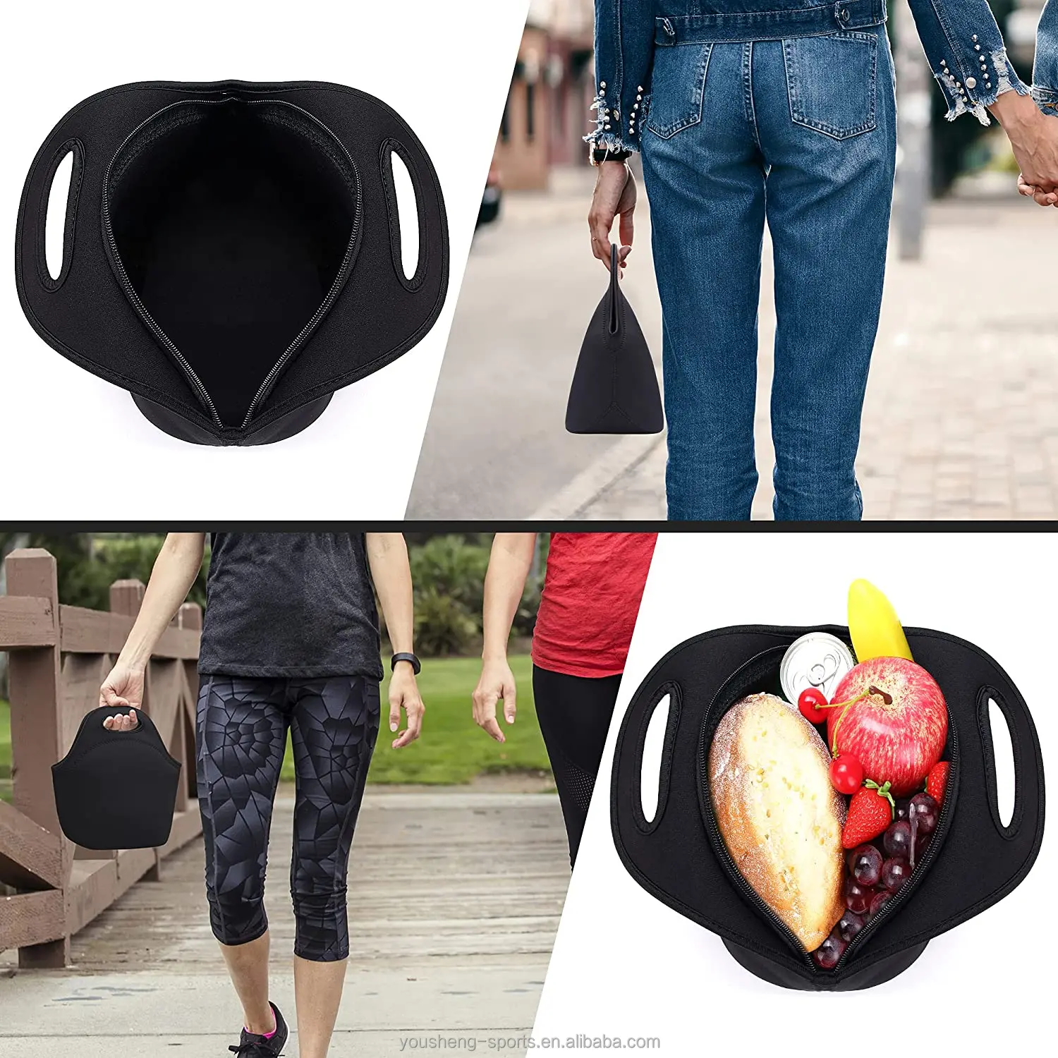 Thick Reusable Neoprene Lunchbox Insulated Thermal Lunch Tote Bag with Zipper for Adults