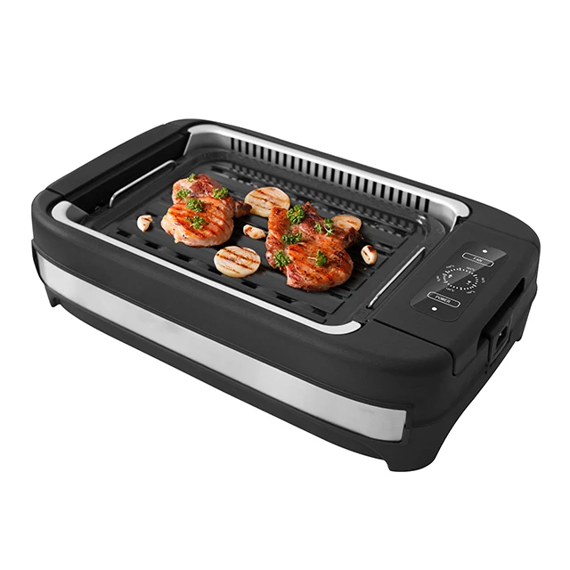 
 Мощный электрический бездымный гриль с крышкой из закаленного стекла  
