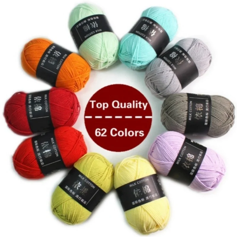 Вязаный крючком шарф из молочного хлопка, Толстая шерстяная нить, не скатывается, 62 цвета