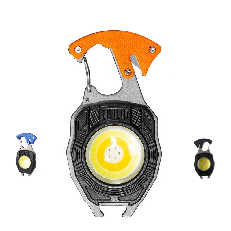 High brightness COB Pocket Light Rechargeable  Mini Flashlight Keychain With cigarette lighter Versatile Emergency Tools