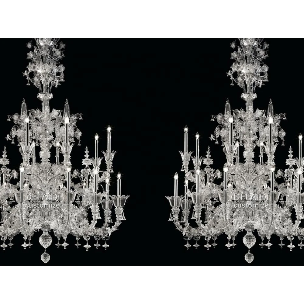 Large luxury italy design chandelier hand blown glass flower hanging lights villa living room hotel lobby murano lamps