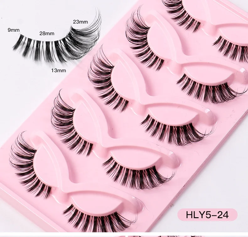Foxy Winged Cat Eye Lashes 5 Pairs Fluffy Strip Lashes Vendor False Eyelashes Cat Eye Wispy faux mink Lashes