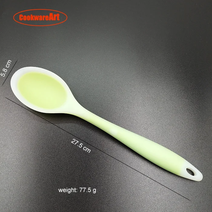 non-stick BPA free heat resistant 7 piece of silicone kitchen cooking tools set with transparent plastic handle