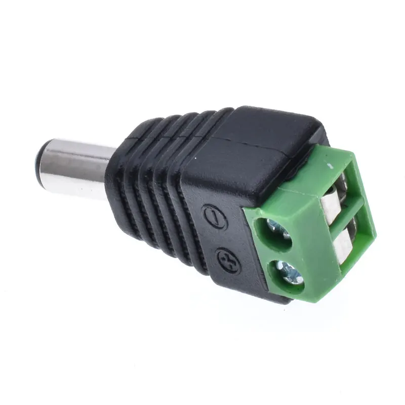 Professional 5.5 X 2.1mm DC Screw Terminal Plug Connector, Barrel 12V DC Power Jack Connector Adapter, 2 Pin Male Plug