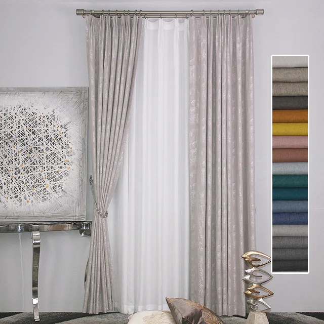 Однотонная марлевая ткань для окон, зажим для гостиной, зажим для складки, промышленные занавески для балкона