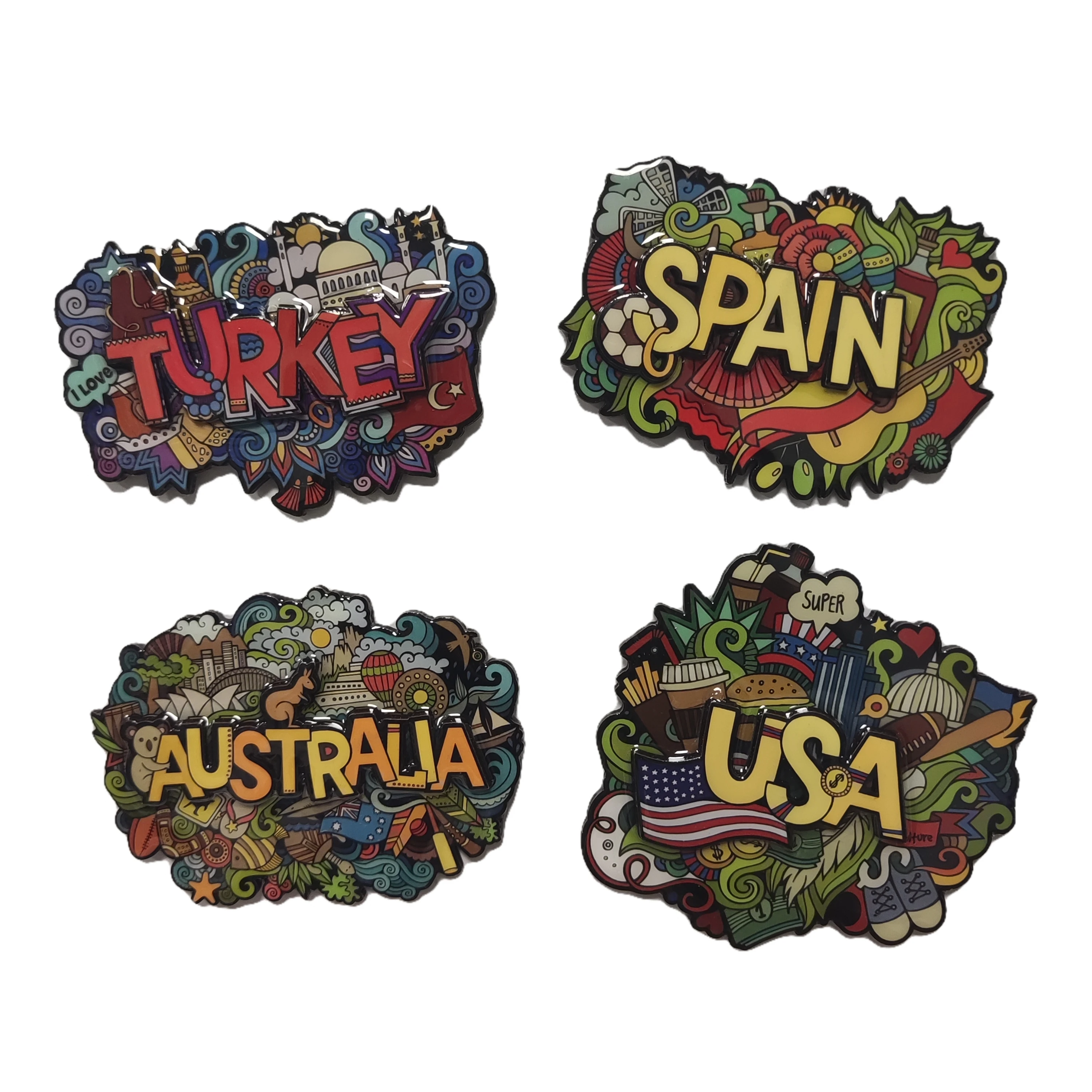 Exquisite custom design logo Spain Italy National tourist souvenirs tMDF epoxy  3D Fridge Magnet