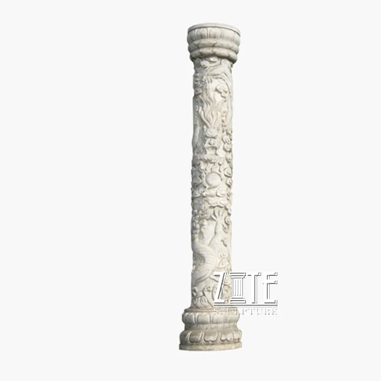 Carved Stone Roman Columns Marble China Dragon Pillar