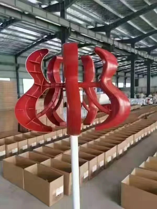 Vertical axis permanent magnet aluminum alloy generator with red gourd nylon fiber blades 100W-500W, low speed and low power