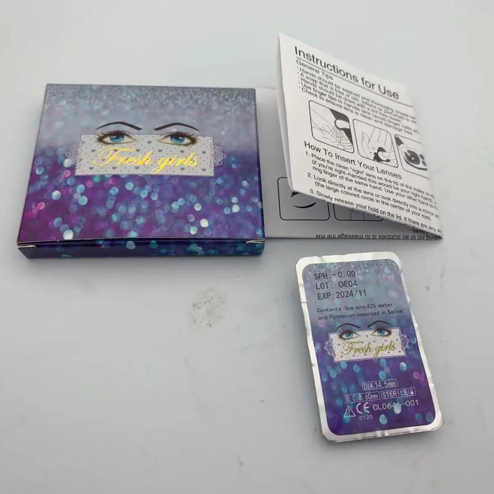 fresh girl Snow white Gray Blue good quality color contact lenses High light Circle Blue