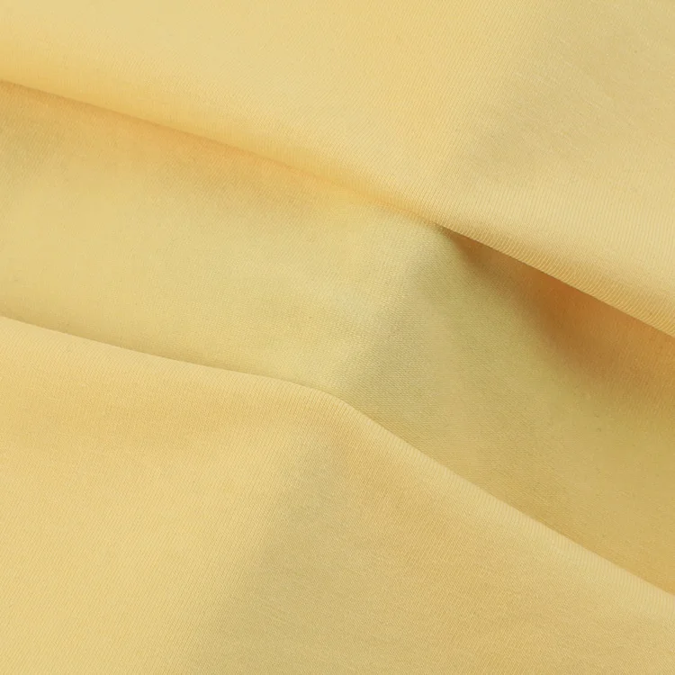 Светло-желтого ажурного трикотажа и Двойная Ткань Джерси 66% бамбук 28% хлопок 6% спандекс 230GSM ткань для одежды