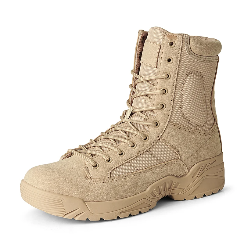 Sand Color Combat Boot Rubber Sole Combat Boot Desert Shoes Men Leather Boots Combat