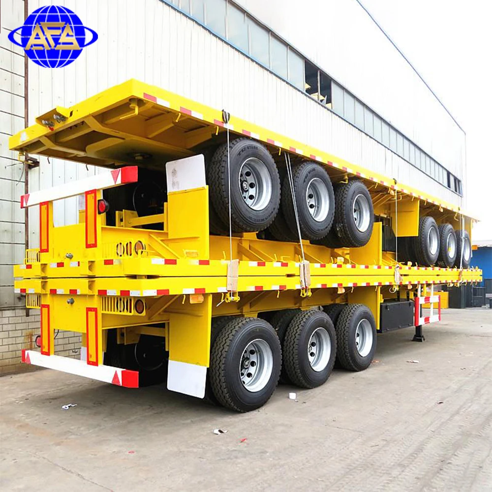 Cheap Trailer Vehicle Price Custom 3 Axles 4 Axles 40ft 48ft 53ft 60ft Container Flat Bed Flatbed Container Semi Trailer