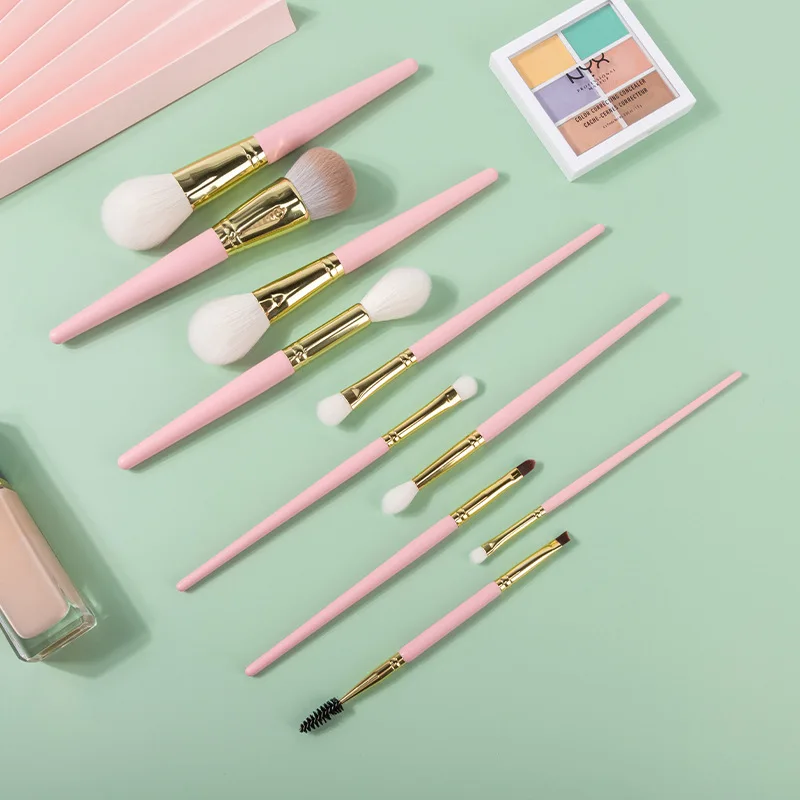 China Manufacture Best Quality 10 Pieces Natural Goat Hair Professional  Makeup Brush Set