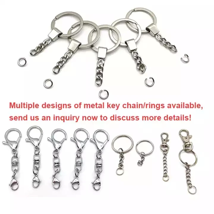 Custom zinc alloy 25mm flat ring chain keychain for Silver flat ring pendant wholesale