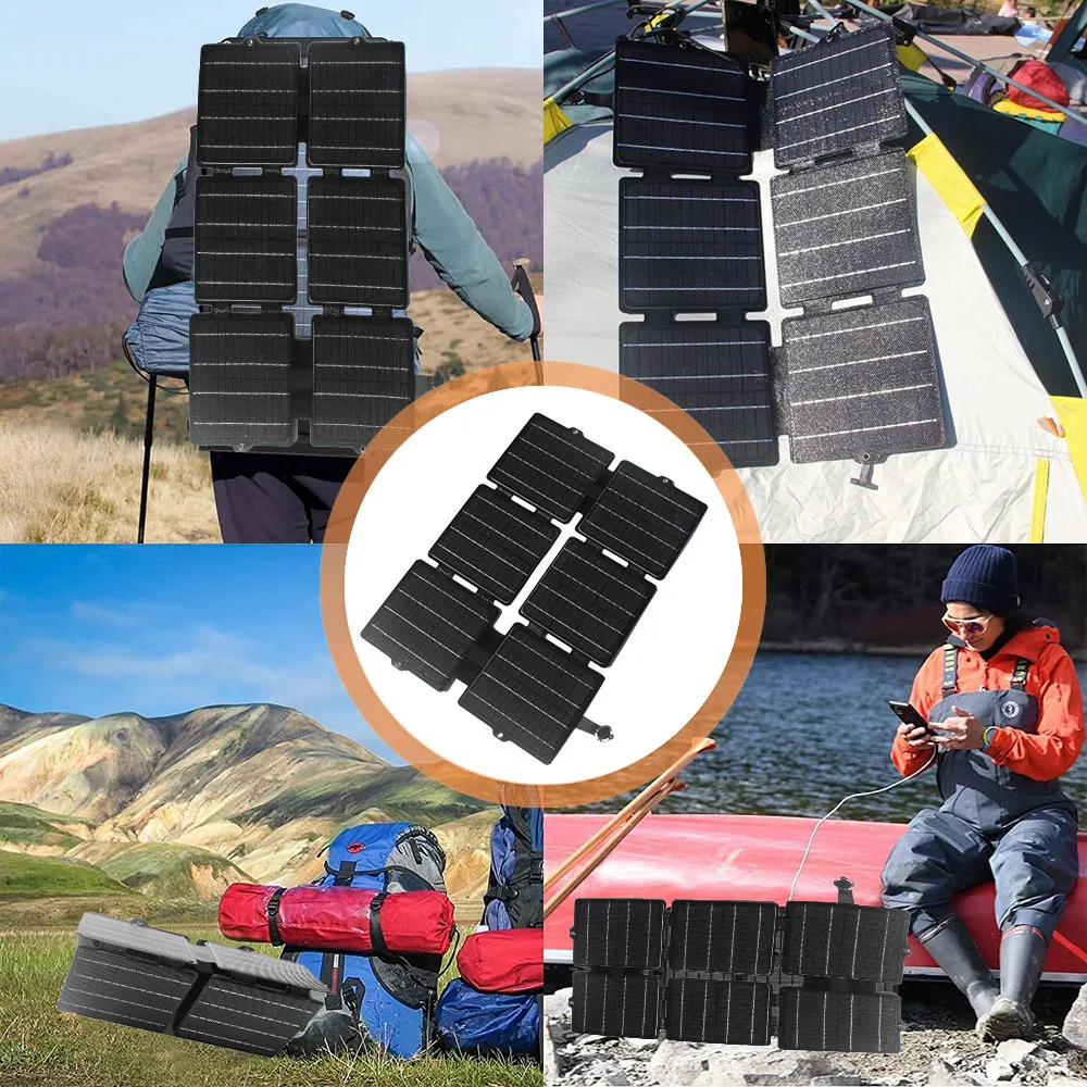 BUHESHUI 30W Folding Solar Panel Charger USB 5V DC12V Waterproof Portable Solar Charger Mobile Power Outdoor Camping Hiking