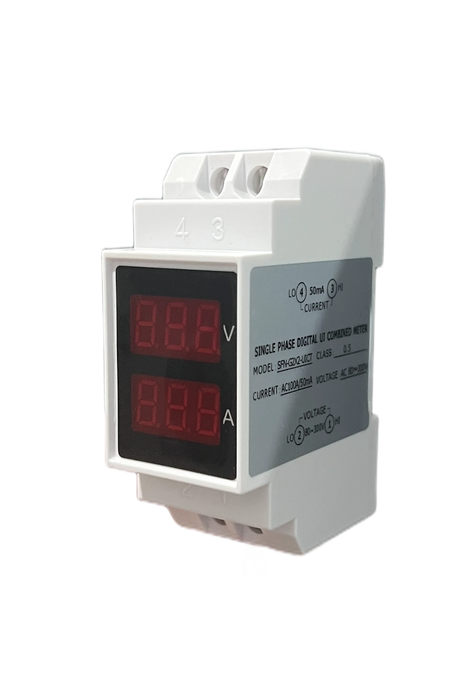 AC digital Din Rail AC Voltmeter & Ammeter Digital Display 2 In 1 Panel Meter 0-100A 0-300V