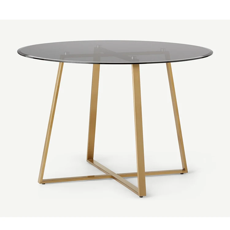 Мебель для столовой, новый дизайн, круглый обеденный стол из нержавеющей стали и стекла