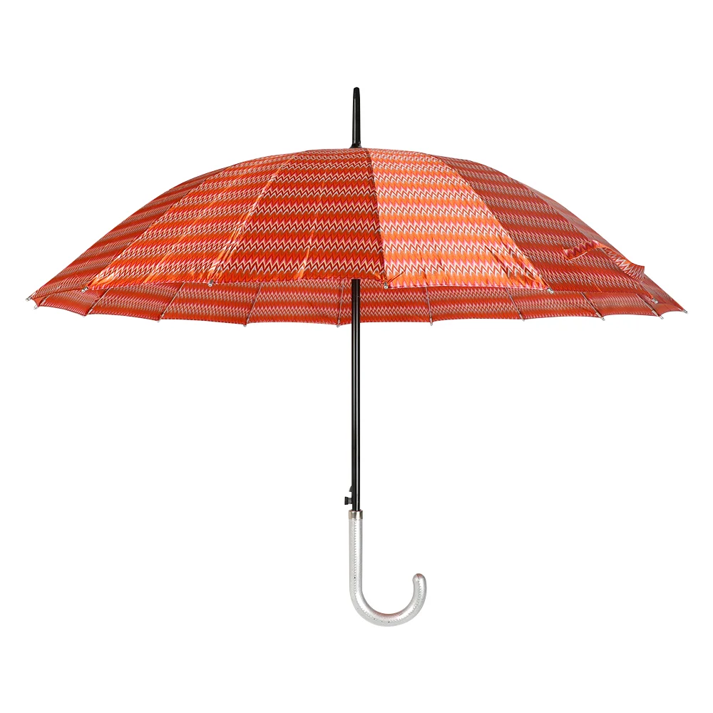 23 inch 16 panel Satin Fabric South American Stick Umbrella White Zinc Automatic Silver Coating J Handle Stable Umbrella