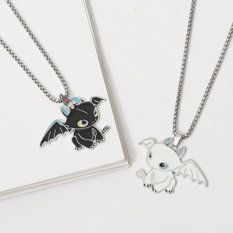 Best Friend Necklaces Stainless Steel Rope Chain Enamel Charm Bear Pendant Cartoon Fashion Jewelry