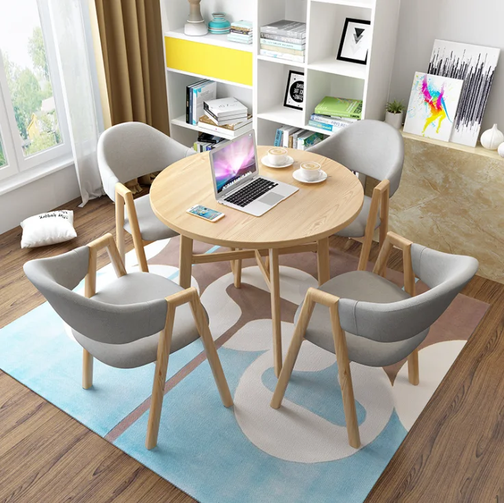 Modern Simple Small Restaurant Cafe Table and Chair Dining Room Furniture Round Dining Table Sets