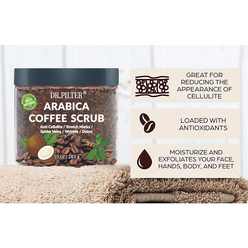 Private label wholesale coffee scrub cellulite natural exfoliating  coffee body scrubs coffee scrub