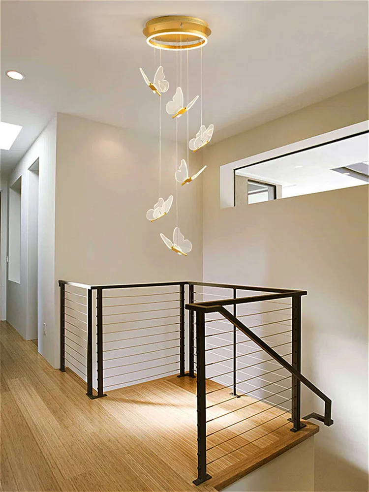  Modern nordic kitchen island dining table acrylic lamp pendant light butterfly led stairway chandeliers