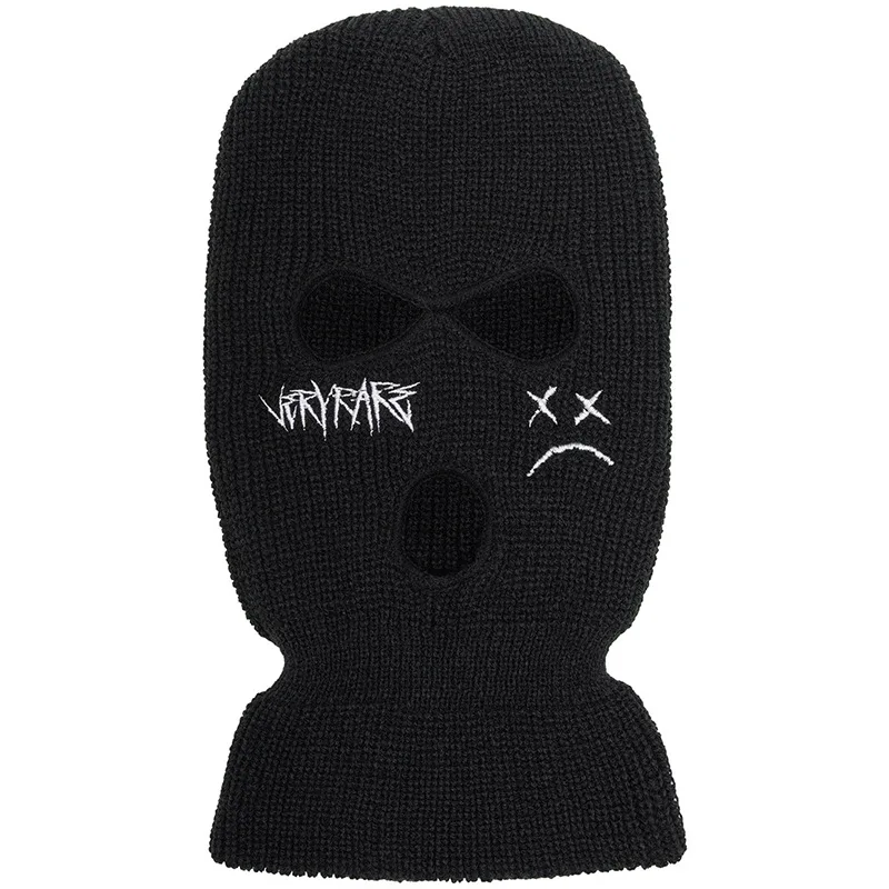 126 Wholesale Acrylic Knitted Mens Sports skull Face 1 2 3 Three Hole Black Ski mask hood Embroidery Logo Neon Custom Balaclavas