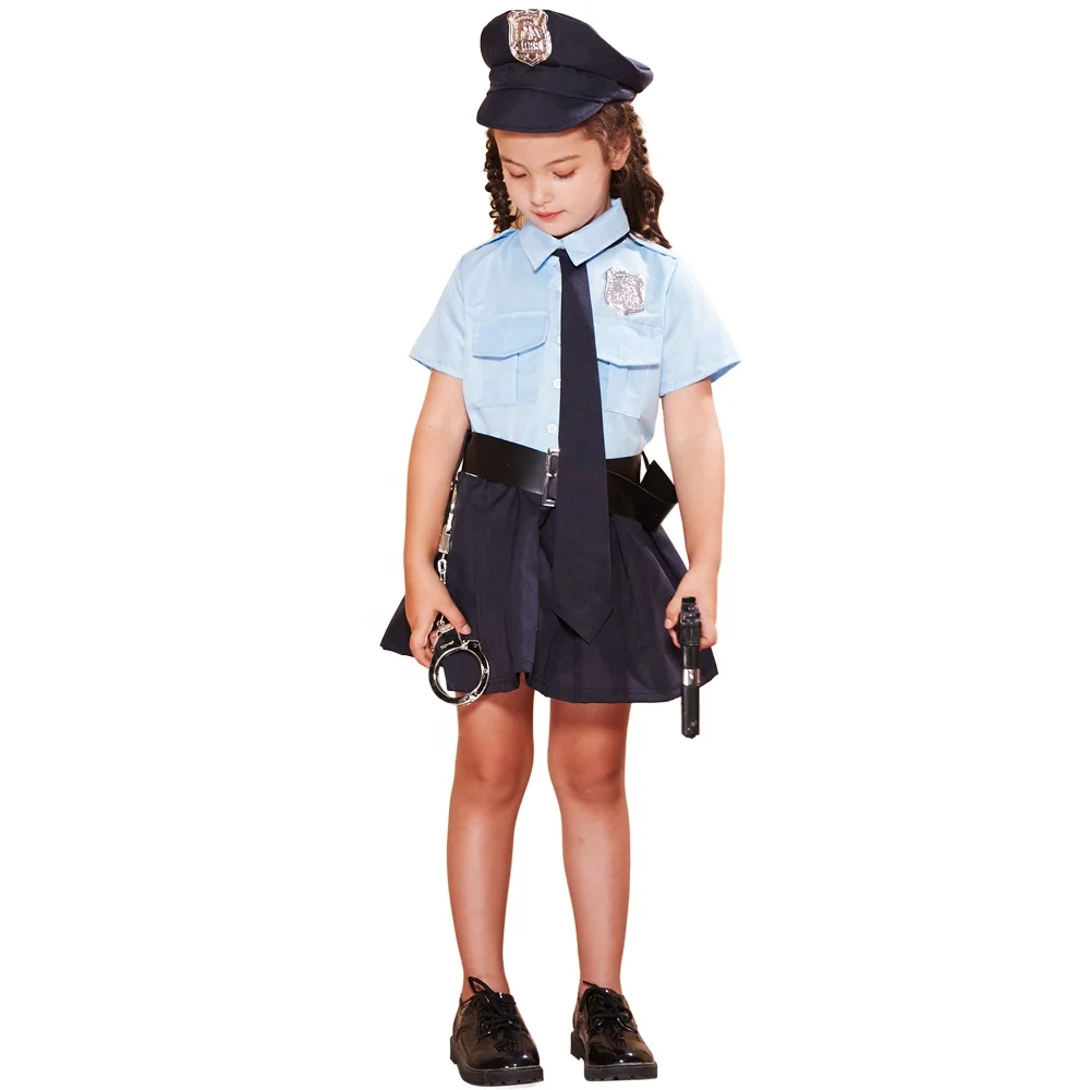 Cute Halloween costume for girls kids police women cosplay uniform naughty cop fancy dress festival clothing