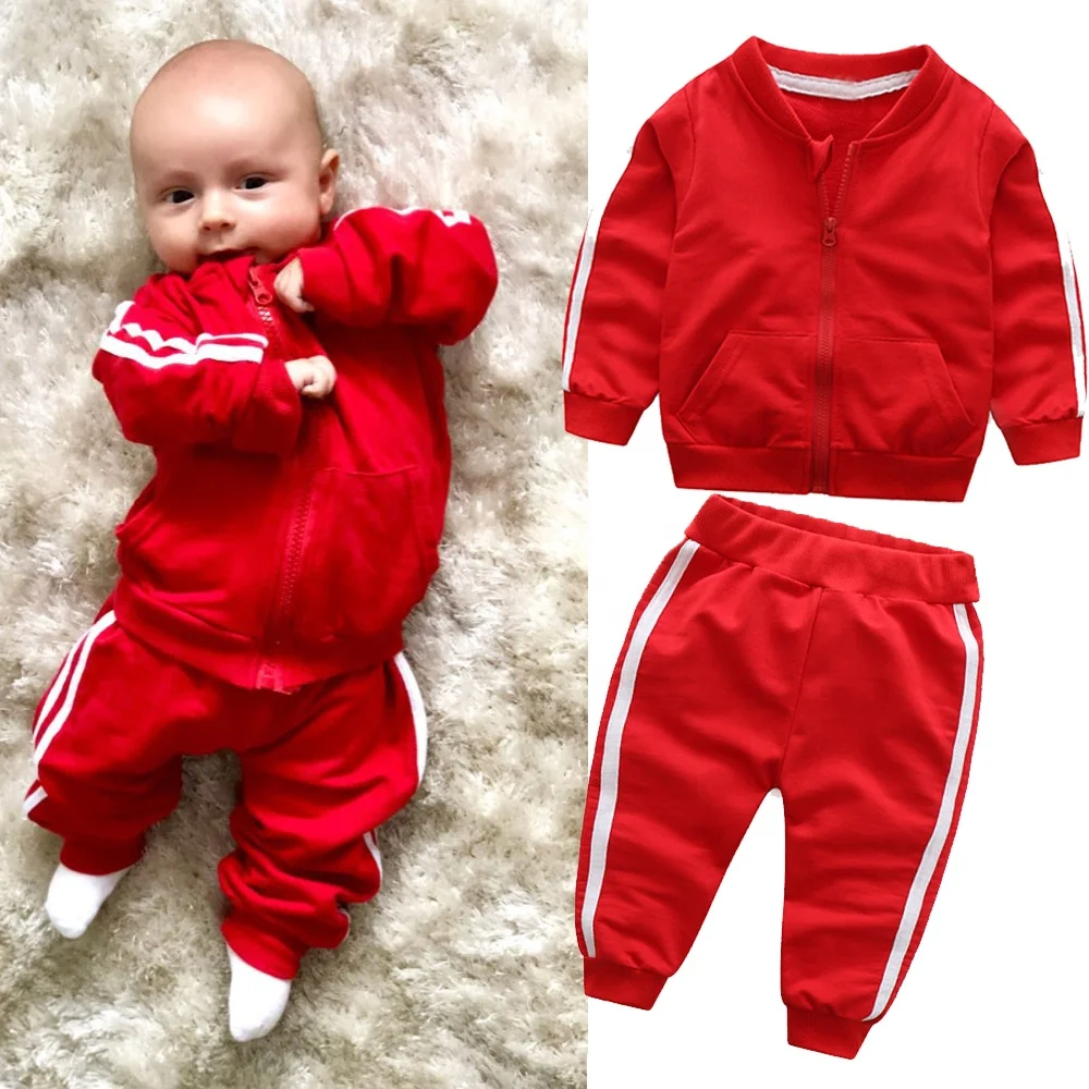 Spring Autumn Children Boys Girls Sports Clothes Suit Baby Solid Jacket Pants 2Pcs Toddler Cotton Clothing Kids Tracksuits