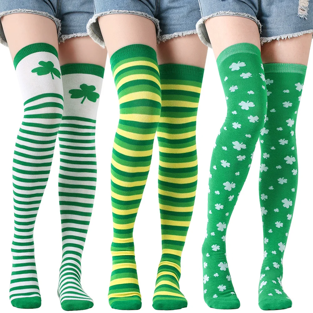 2024 Custom logo knee high stripes party socks women girls thigh high socks custom no minimum