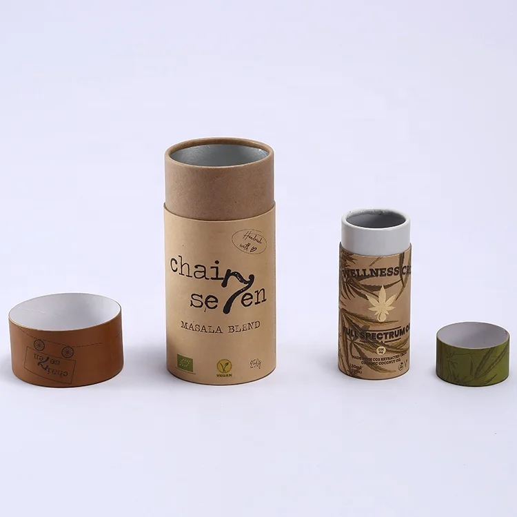 Custom printed cylinder cardboard round Kraft box craft coffee bean paper tube packaging for tea package