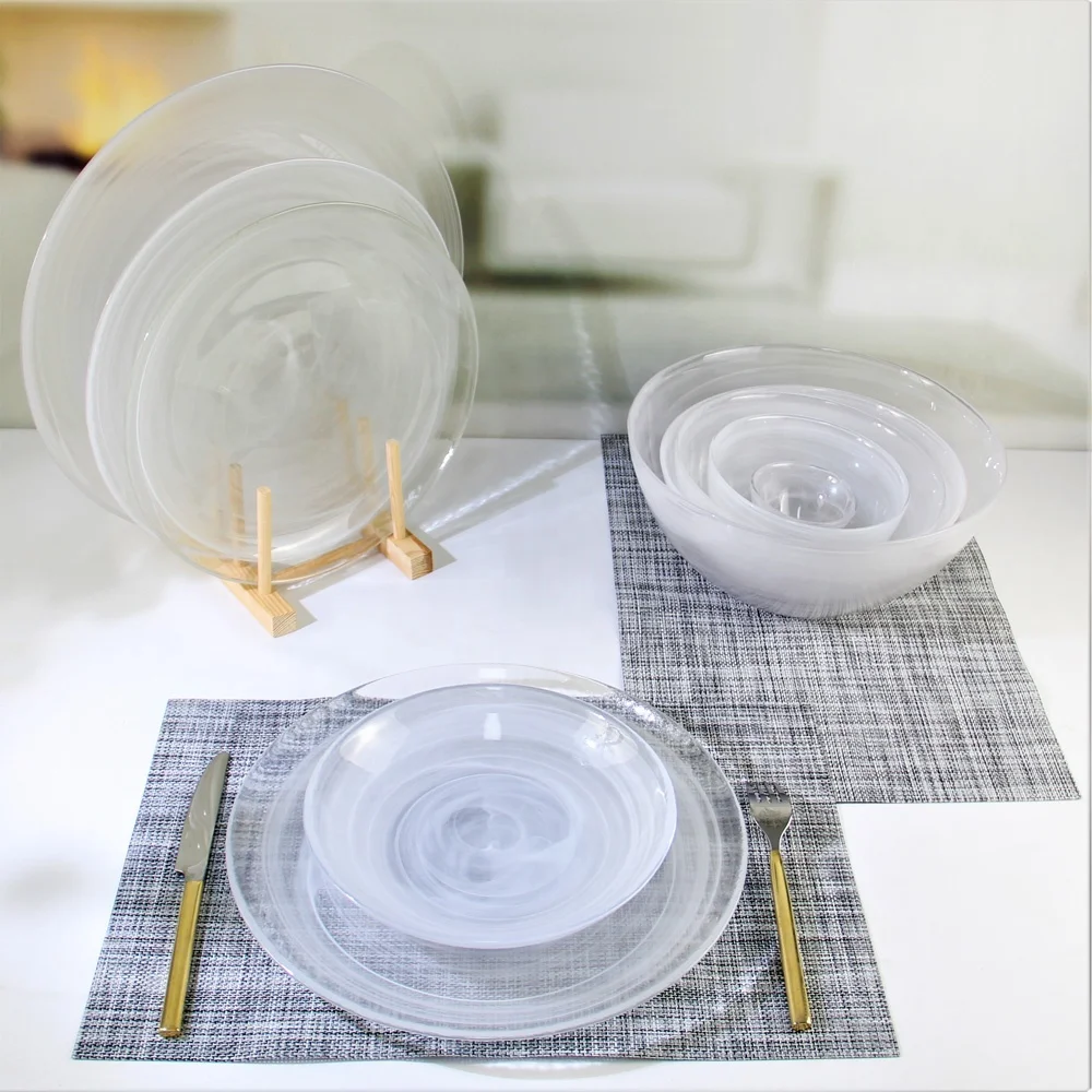custom clear crystal glass plate glass serving dish tableware