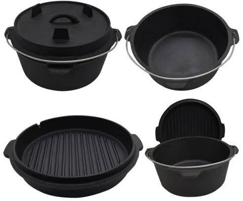 Customized outdoor cast iron single camping outdoor picnic dutch oven pot
