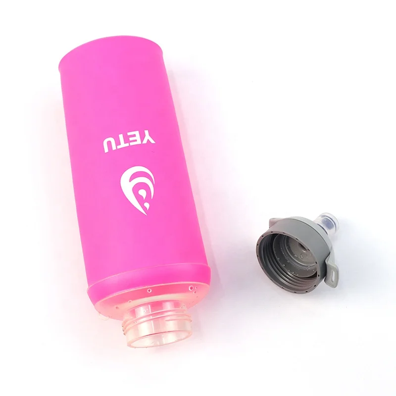 Yetu Oem/Odm Folding Bottle Foldable 650ML 750ML Tpu Flip Cover Running Foldable Kettle Collapsible Soft Water Bottle