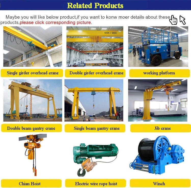 0.5 ton- 50 ton remote control Single beam double Girder electric motor hoist bridge Overhead crane price for lifting