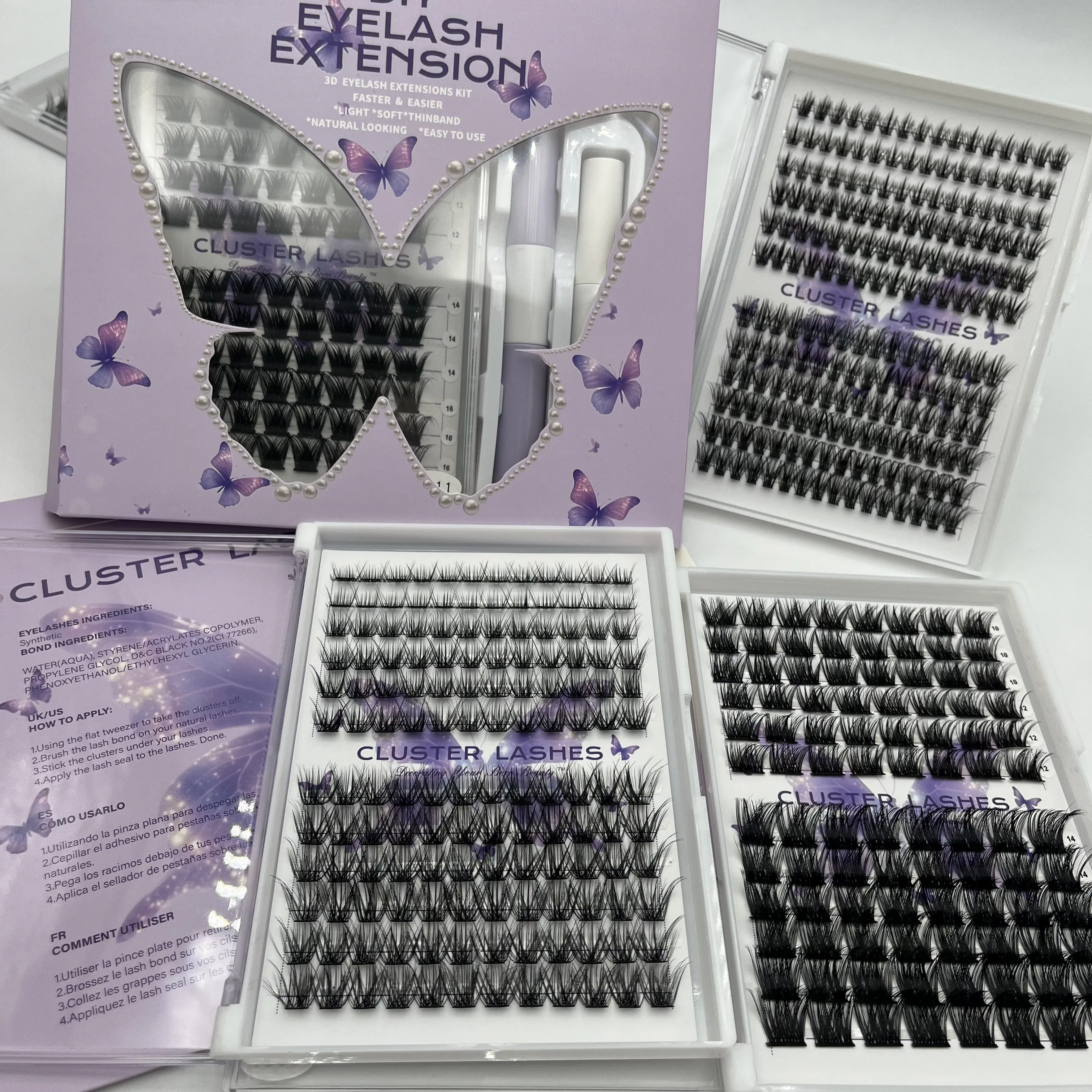 Hilash your own brand  cluster natural lash diy segmented cluster lashes personalized