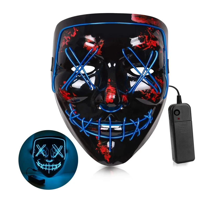 Hot Selling Drop Shipping Halloween Decoration Light up DJ Cosplay Masque Neon Glowing el Wire Rave LED Party Mask