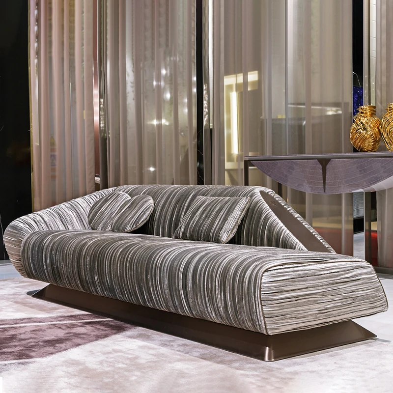 Italian modern simple designer large family combination sofa high-end fabric modern style villa living room straight row sofa