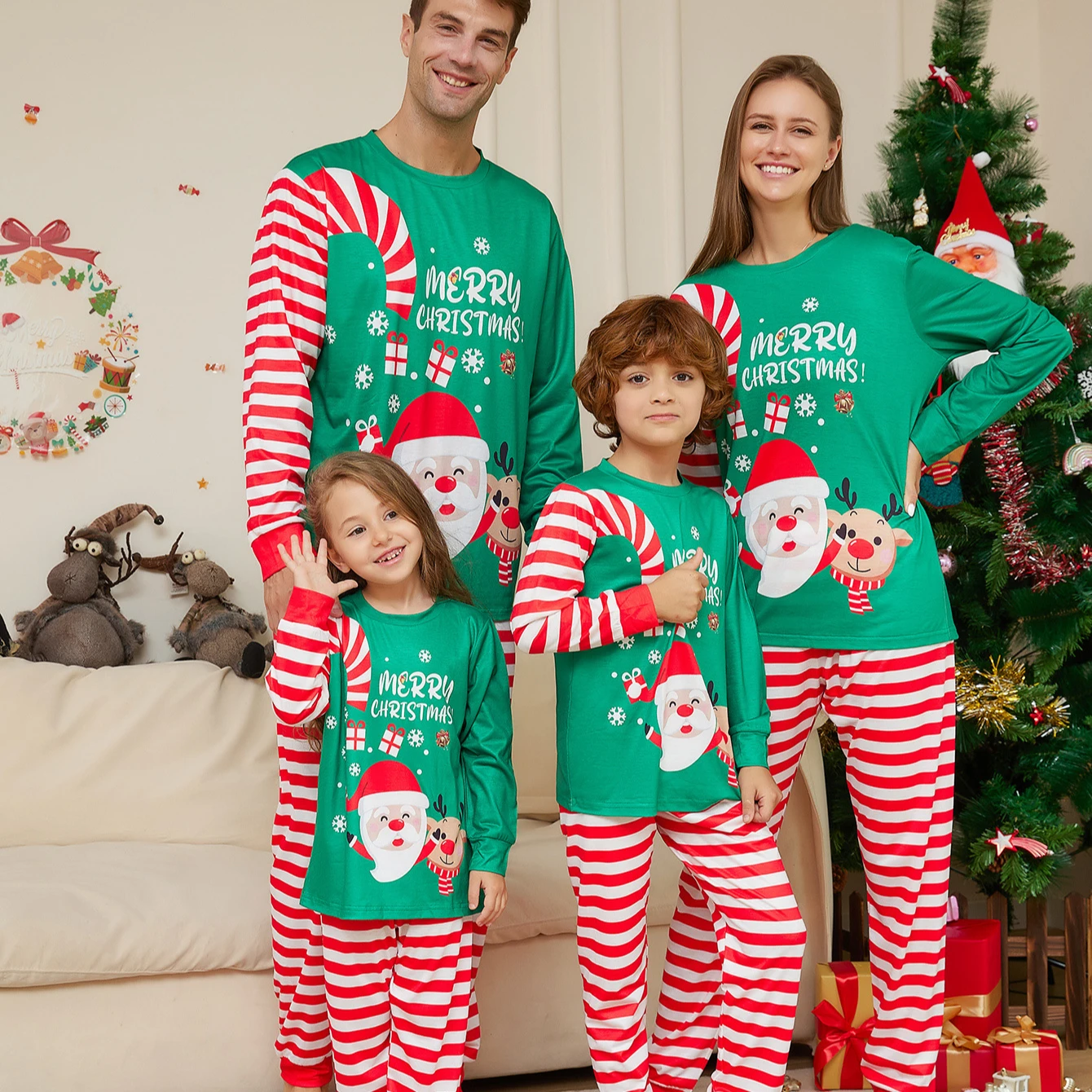PASUXI Family Christmas Pajamas 2023 Mother Kids Pijamas Mom Daughter Matching Outfit Baby Boy Girls Children Pyjamas Clothes