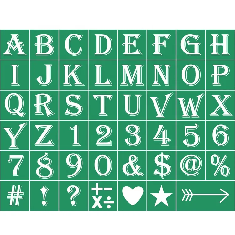 Alphabet Self Adhesive Stencils Reusable Letters Chalk Silk Screen Stencils for DIY Home Decor