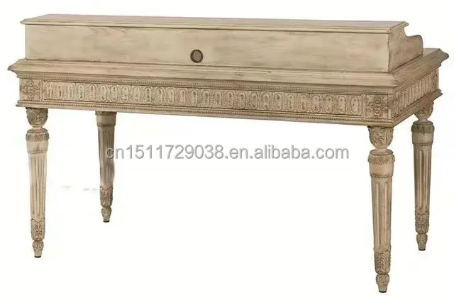 High quality French Louis antique style carved solid wood oak wooden Home Office desk table