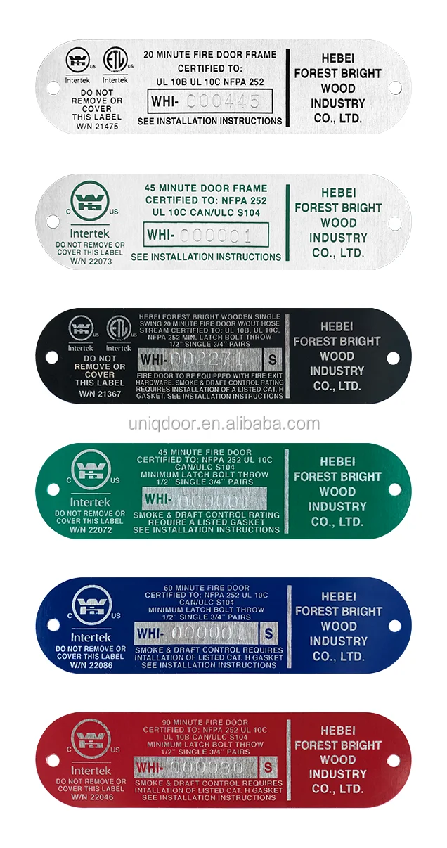 
Laminated door 90 min fire rated wood door with labels for hotel or hospital 