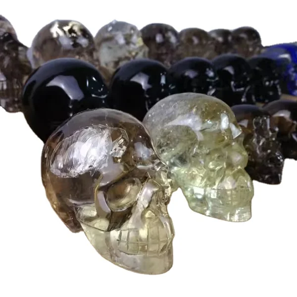 EUDEMON 5 inches Smoky Quartz Skulls Natural Gem Stones Skulls Carving Crafts Healing Crystals