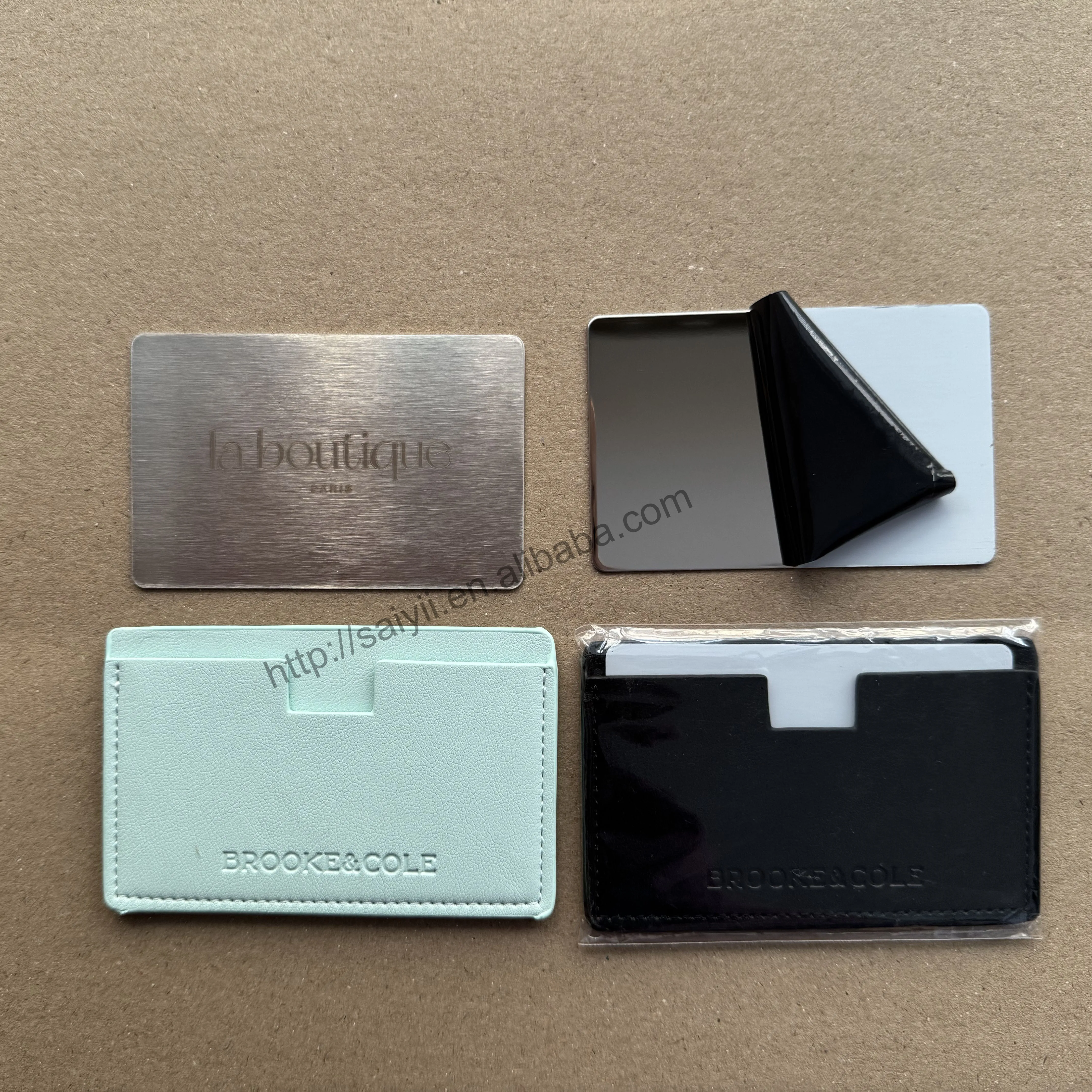 SAIYII Wholesale Rectangle Pull-out Design Travel Makeup Stainless Steel Mirror Custom Your Brand Logo With Pu Leather Case