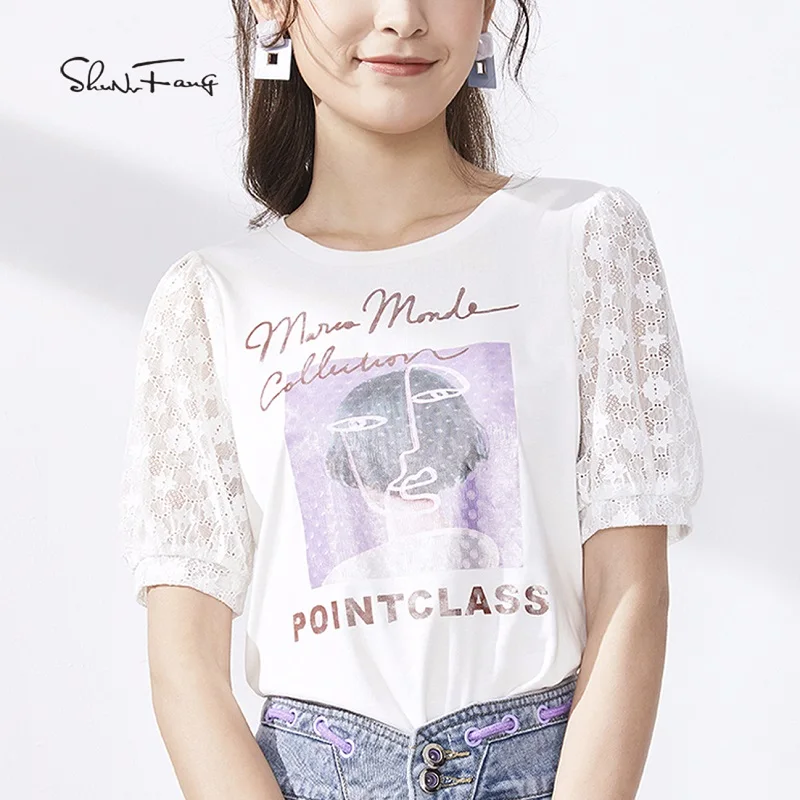 Новинка 2021, новый дизайн, женские футболки с принтом и круглым вырезом, простые повседневные хлопковые футболки с коротким рукавом для женщин