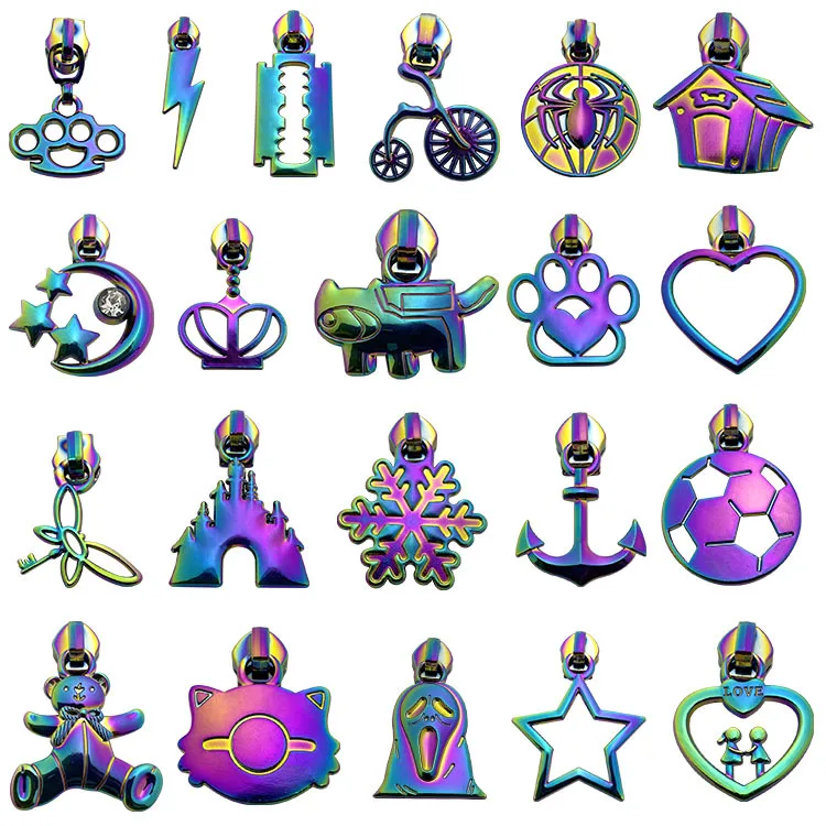 Wholesale Zipper Heads Rainbow Color Metal Zipper Slider #3 Custom Logo Slider