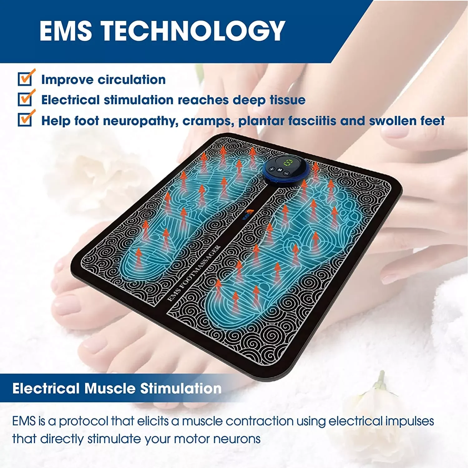 Portable Usb Home Use Pedicure Foot Massager Mat Massage Pad Ems Foot Massager