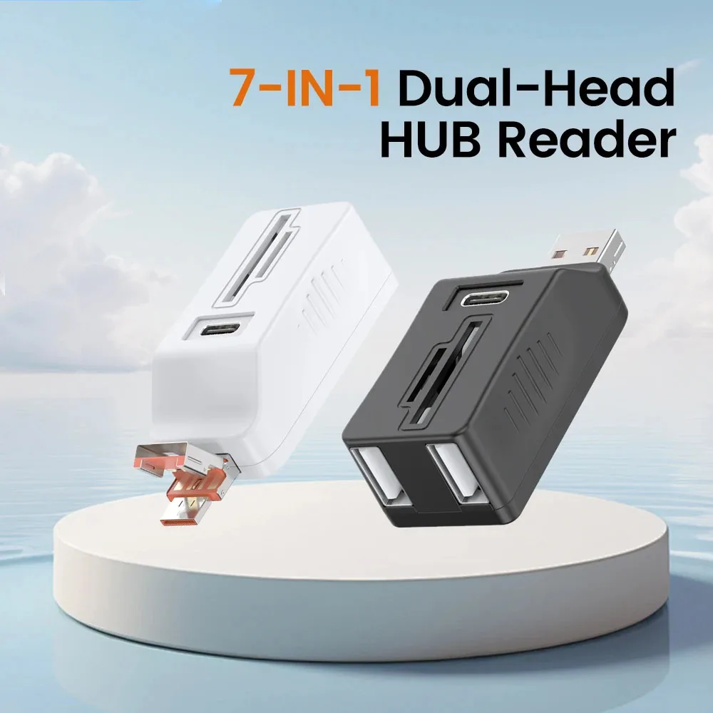 7-in- 1HUB 2.0 Reader USB 2.0 Splitter HUB ReadTF Memory Card Adapter Extender Docking Station Converter
