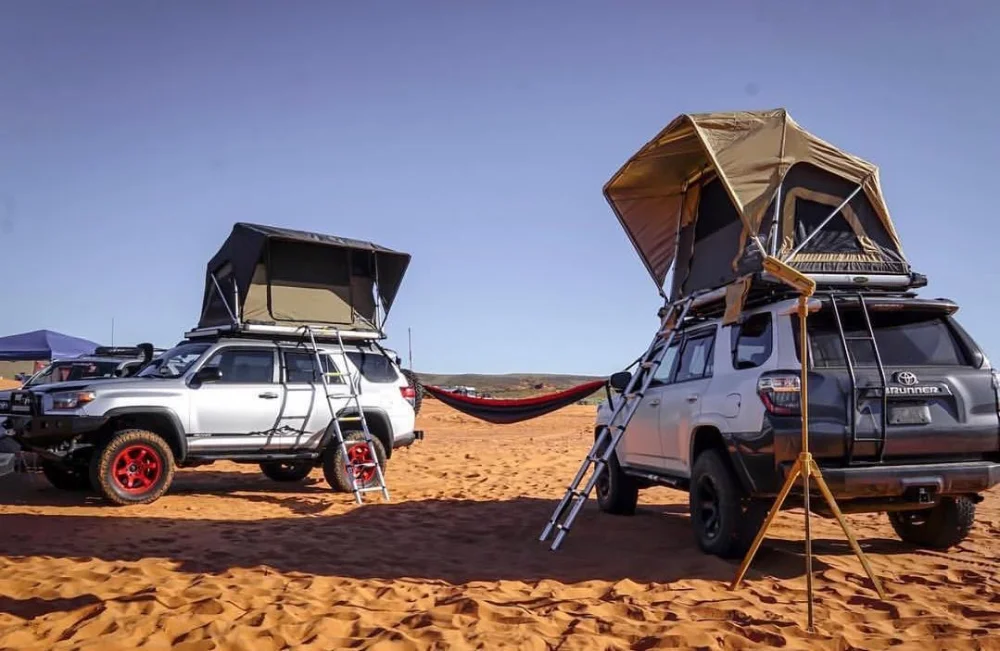 
Awning Sun Shelter Auto Canopy Camper Trailer Tent Hard Shell 4 Person Roof Top Tent 